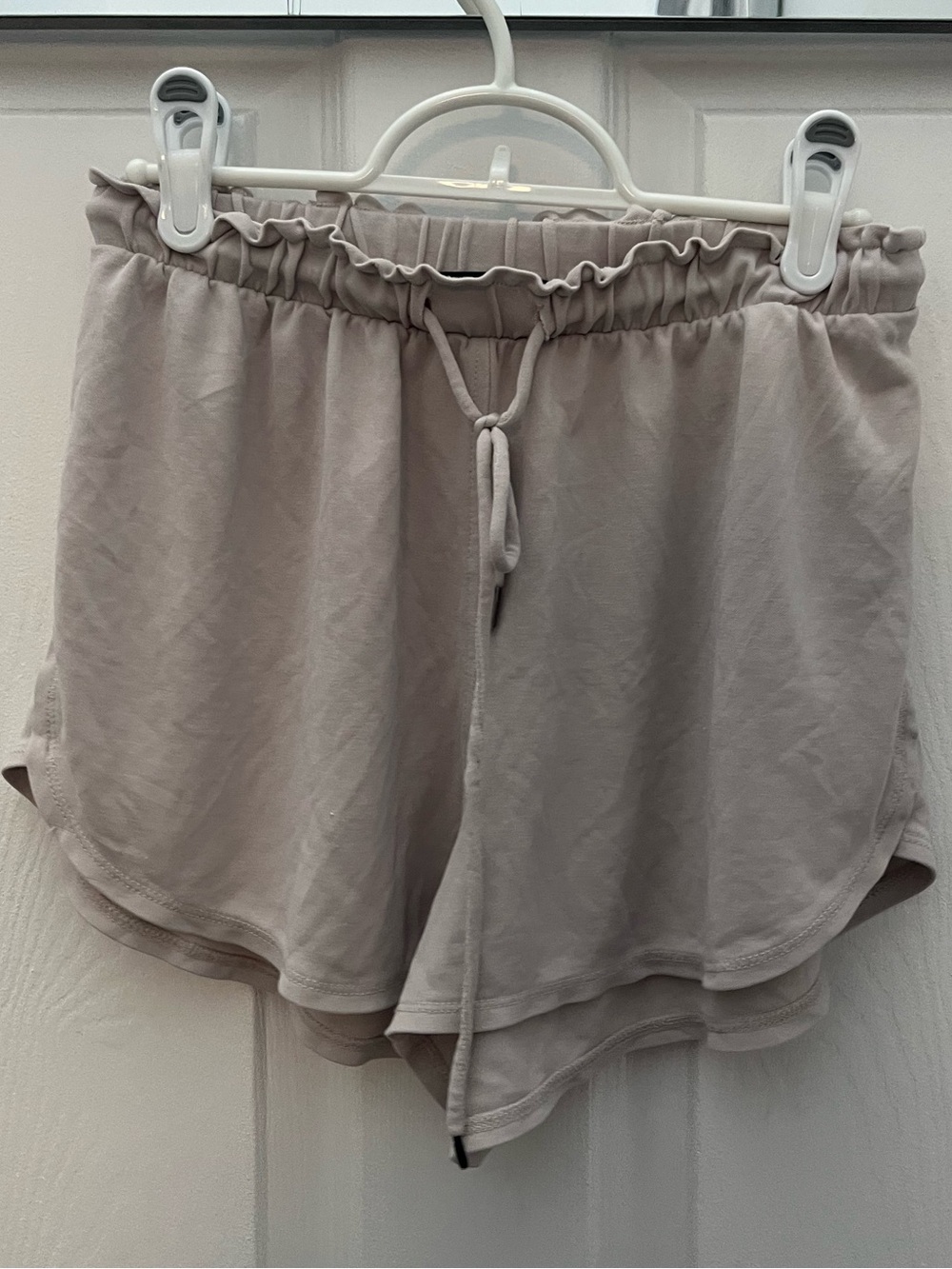 Women's Athletic Drawstring Shorts in Light Taupe